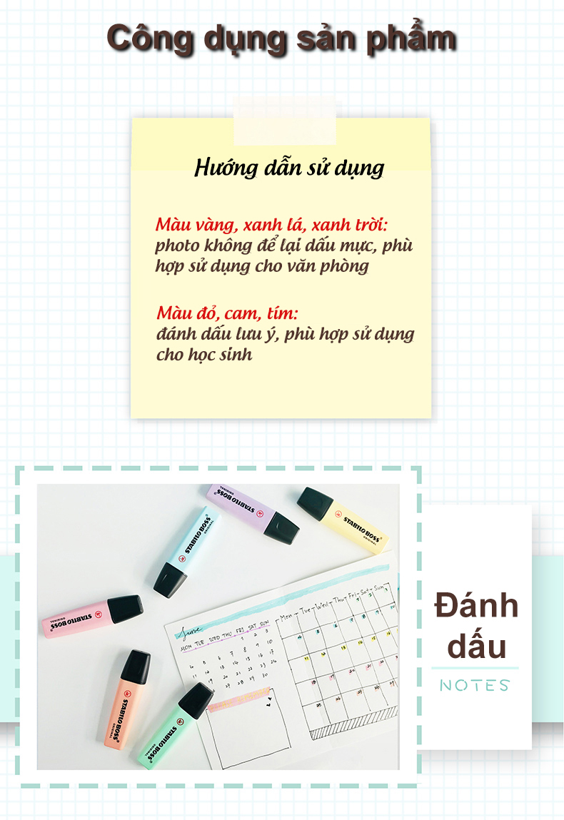 Bút dạ quang STABILO BOSS ORIGINAL Pastel + Original