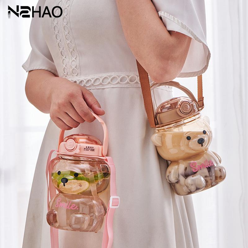 1 Liter Cartoon Bear Water Bottle Cute Drinking Cup Plastic Water Cup ...