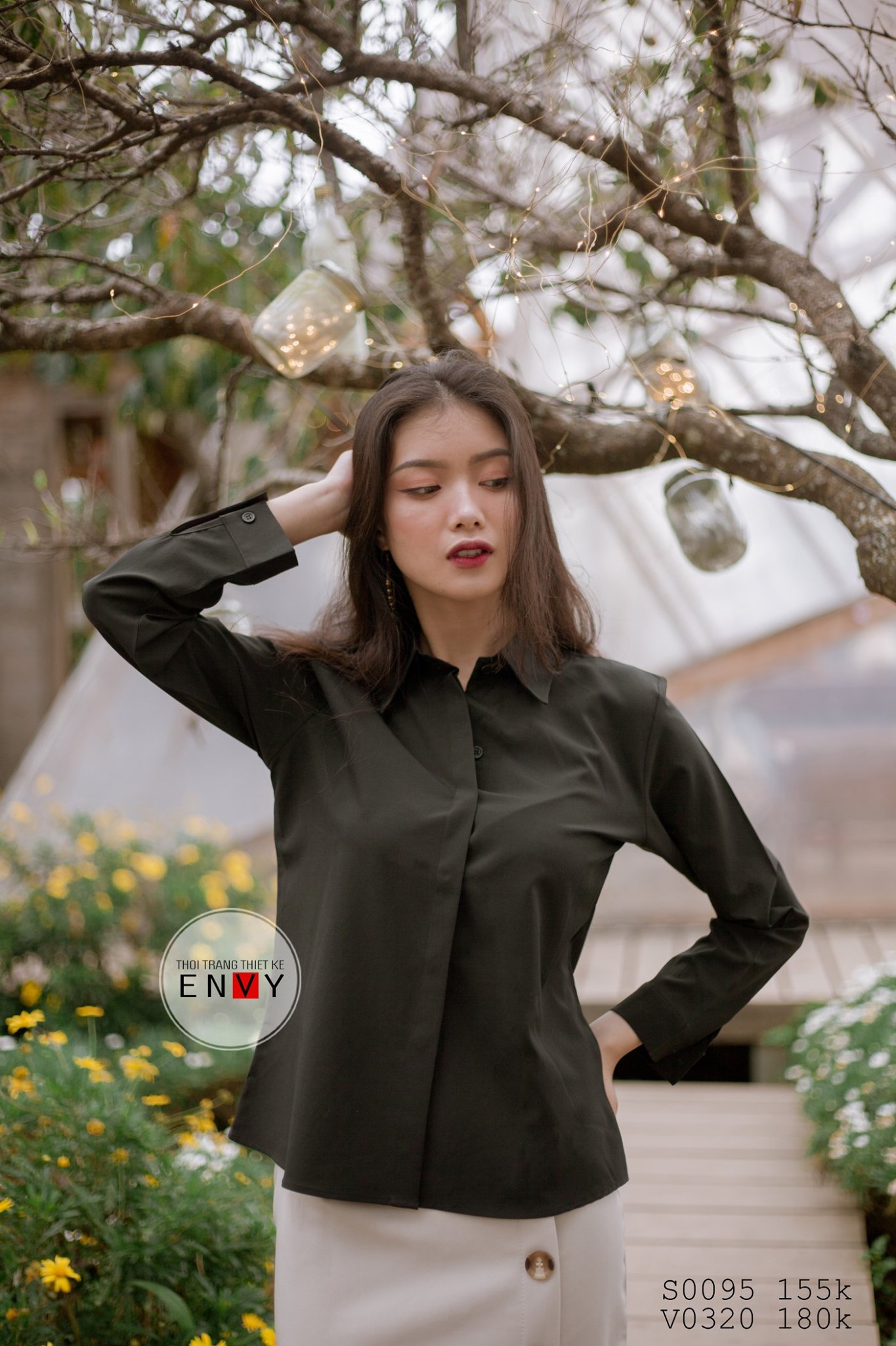 Sơ mi nữ truyền thống ENVY - S0095 Áo Sơ Mi Chất Lụa Mềm Mịn