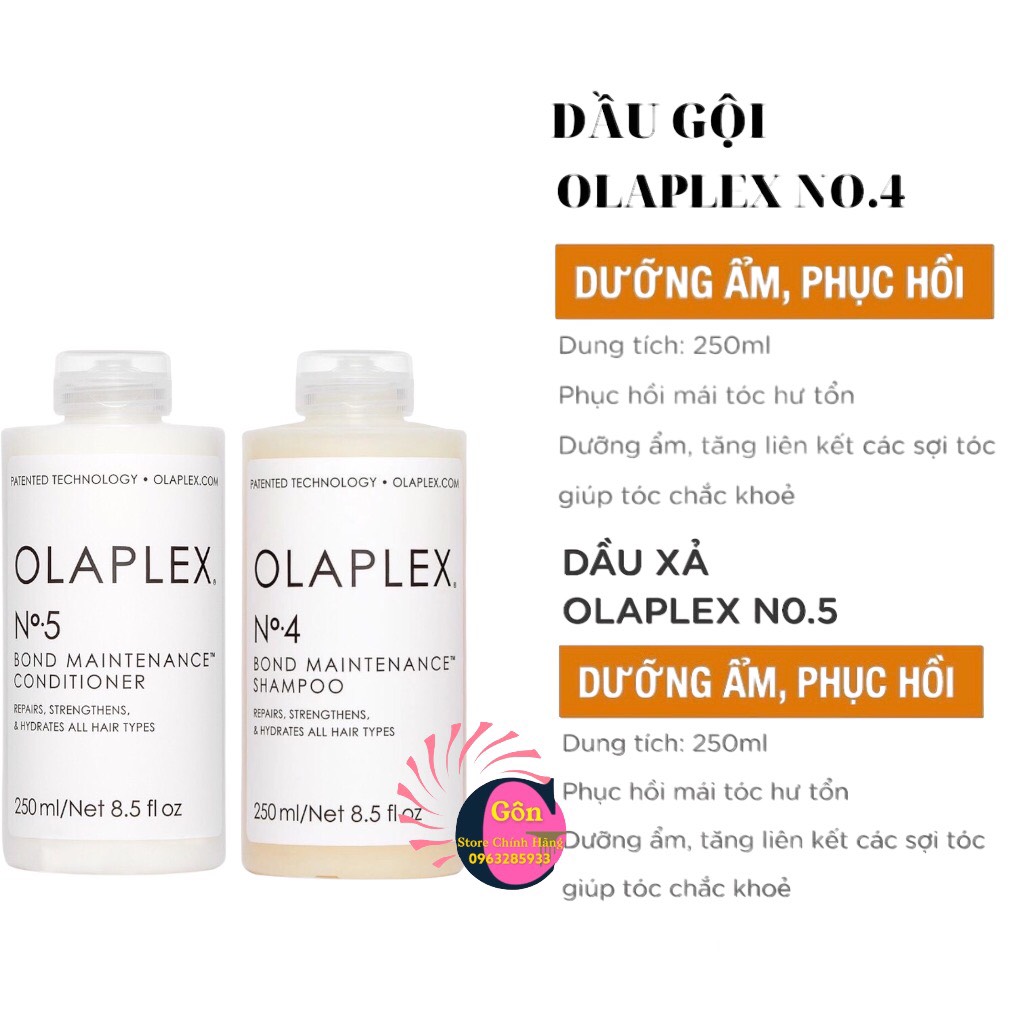 Bộ 3 gội-xả-ủ olaplex siêu phục hồi cho tóc hư tổn nặng olaplex chính hãng