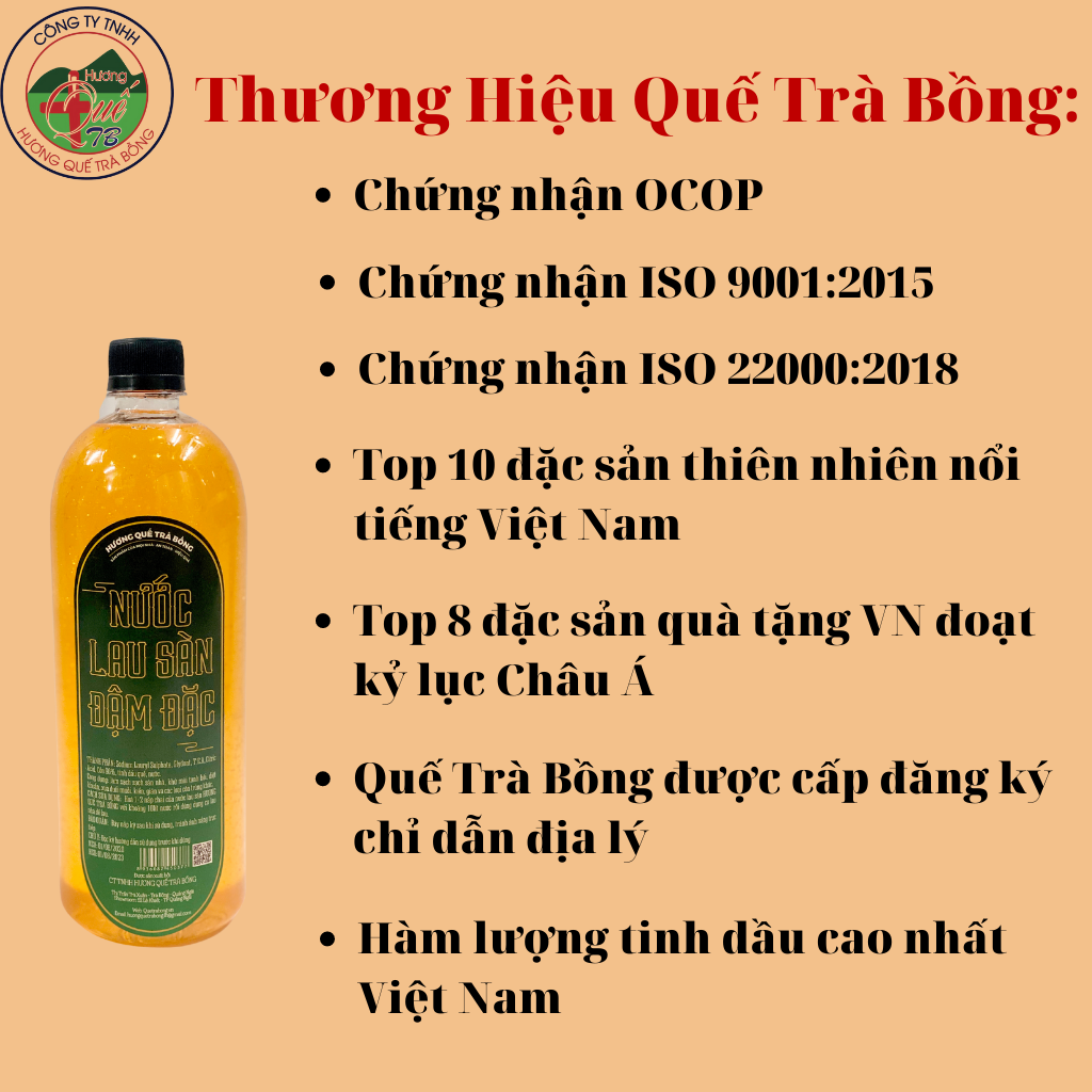 Nước Lau Sàn Quế Trà Bồng Đậm Đặc 1 Lít