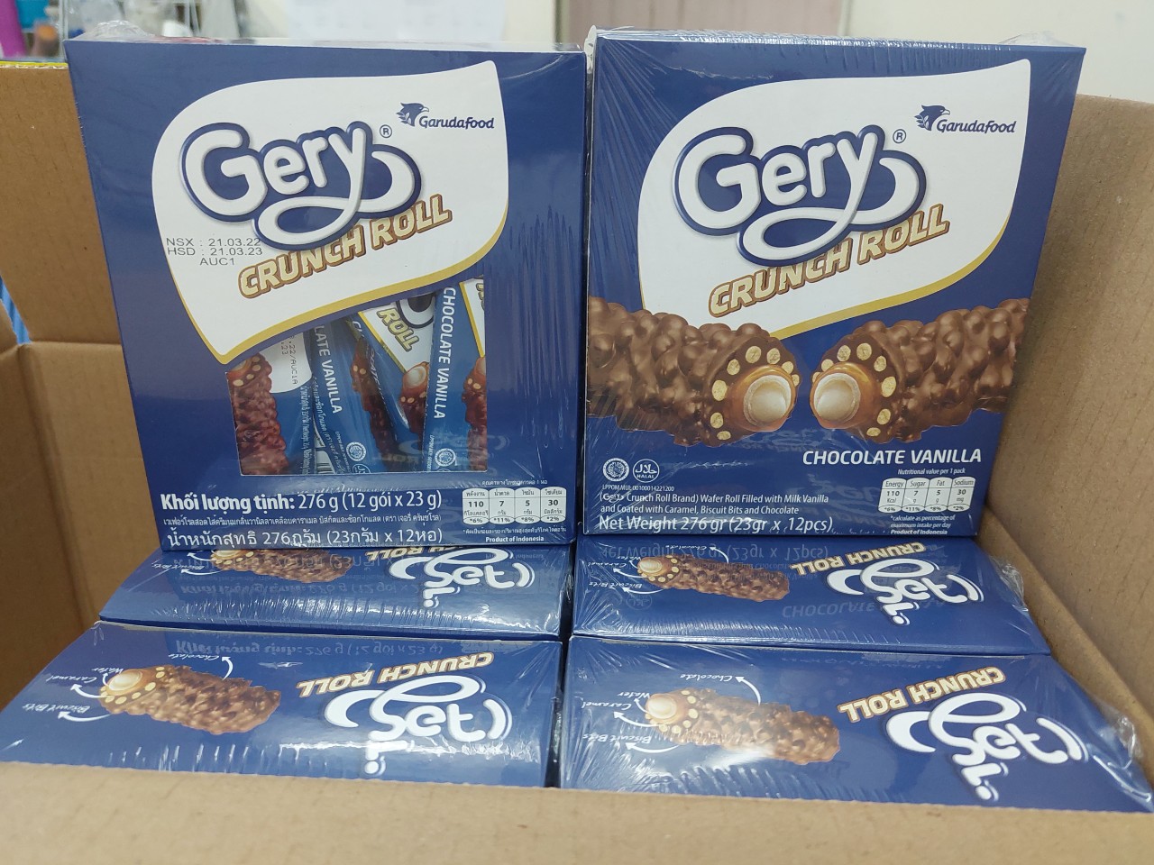 BÁNH CUỘN PHỦ SOCOLA GERY CRUNCH ROLL 276G (12 CHIẾC)