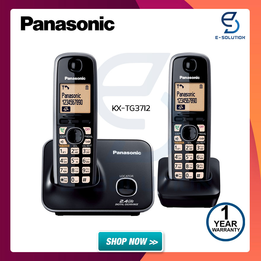 Panasonic โทรศัพท์บ้าน โทรศัพท์ไร้สาย โทรศัพท์สำนักงาน 2 เครื่อง รุ่น  Kx-Tg3712 มีให้เลือก 2 สี (สีดำสีเงิน) - Pabx Thai Co.,Ltd. - Thaipick