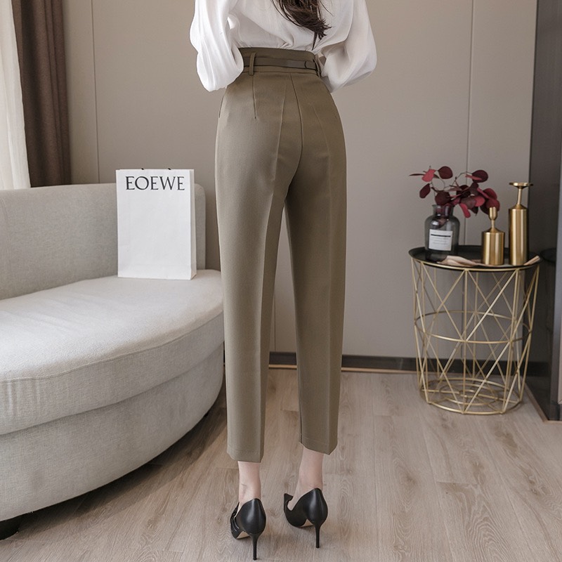 Quần Baggy Sẻ Cạp Lưng cao kèm đai