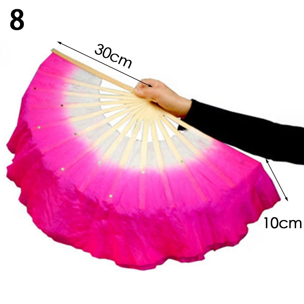 TERMINATE 40cm Màu chuyển sắc Giả Dài Luyện Tập vũ công Quạt tơ nhân tạo Quạt lụa Quạt lụa dài Quạt múa bụng