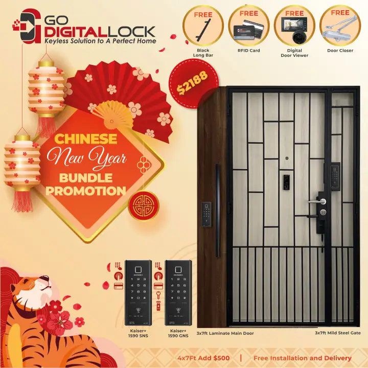 Laminate Main Door, Main Gate and Digital Locks Chinese New Year Bundle Promo 2022
