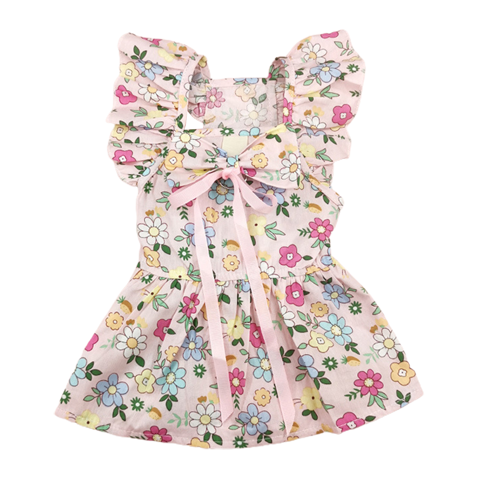 Easy to Put and Take Off Pet Dress Pet Dress with Fashion Flowers Floral Princess Dress for Small Dogs Cats Breathable Charming Pet Skirt for Spring/summer Bow Tie Sleeveless Design