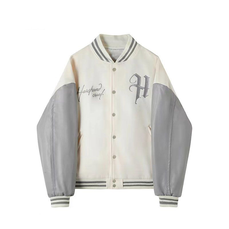 YIPINYOUYOU丨Men's Jackets - New embroidered leather baseball jacket Embroidered simple contrast color jacket