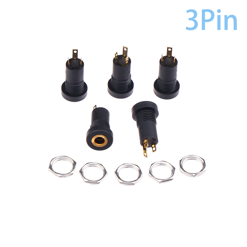 5Pcs 3/4Pin PJ392A Audio Jack Socket 3.5MM Headphone Female Socket Connector With Nut 3/4 Pole Stereo Audio Socket.