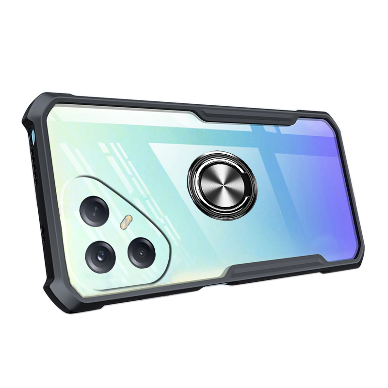For Tecno Pova 7 Phone Case Ring Ultra Thin Clear Car Kickstand Bracket Soft Air Cushion Shockproof Armor Cover for Tecno Pova 7 Cover Casing HP.
