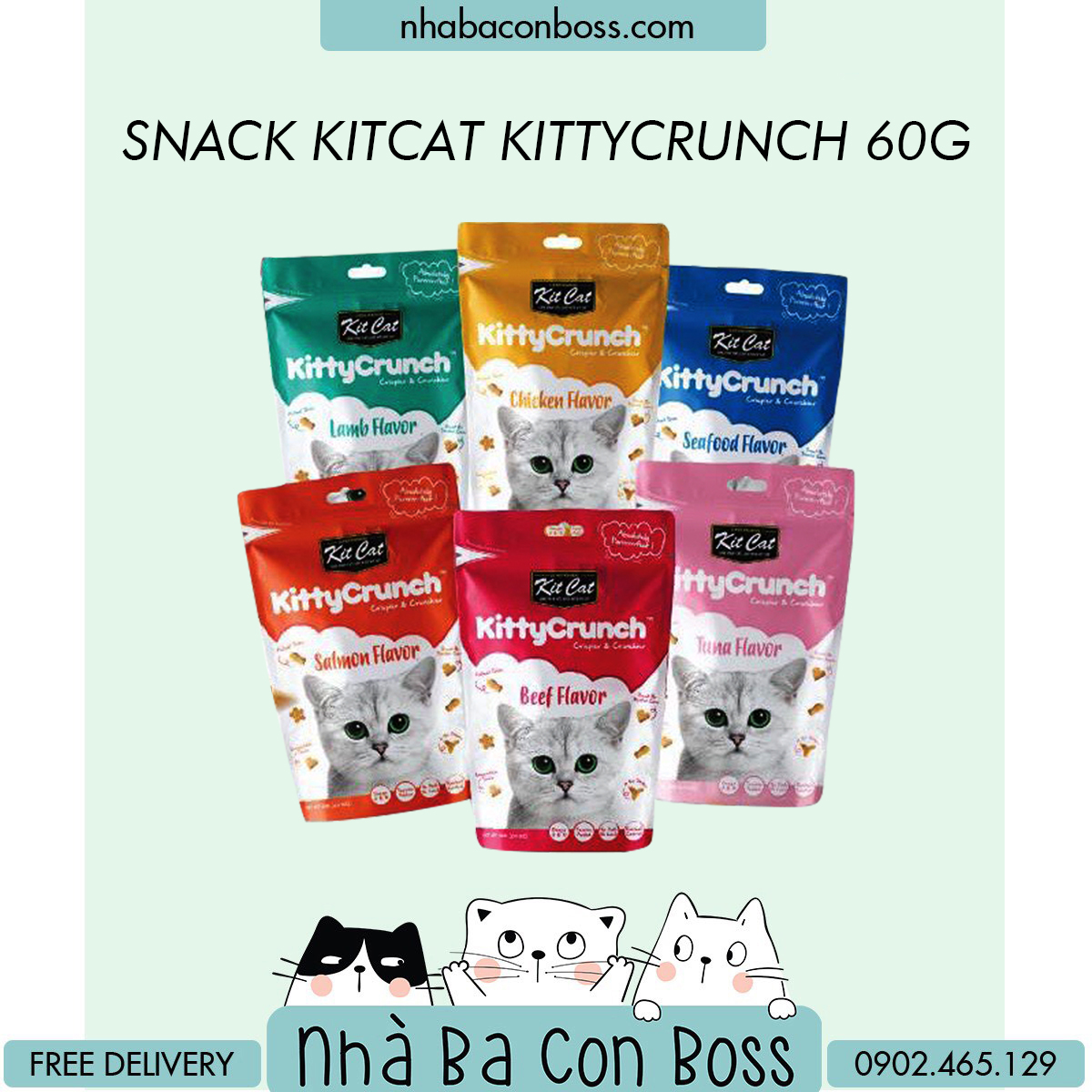 Snack Cho Mèo Kitcat Kitty Crunch 60g - DATE 18.05.2022 thumbnail