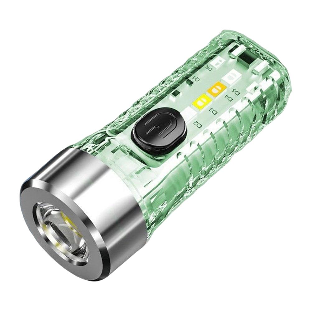 Portable Flashlight Super Bright Keychain Lamp Waterproof Mini Camping Torch USB Rechargeable 8 Modes 3 Gears for Outdoor Emergency