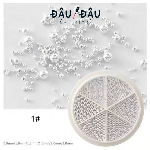 Khay bi tròn kim loại 6 ngăn mix size 5 màu trang trí móng - Hũ bi set bi tròn trang trí móng