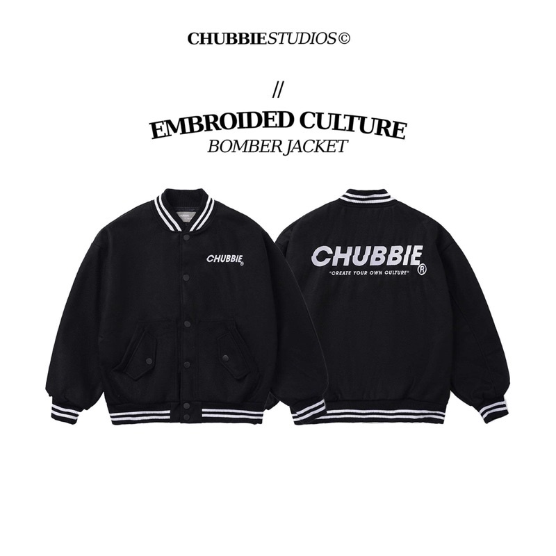 CHUBBIE Embroidered Culture Bomber Jacket - Đen