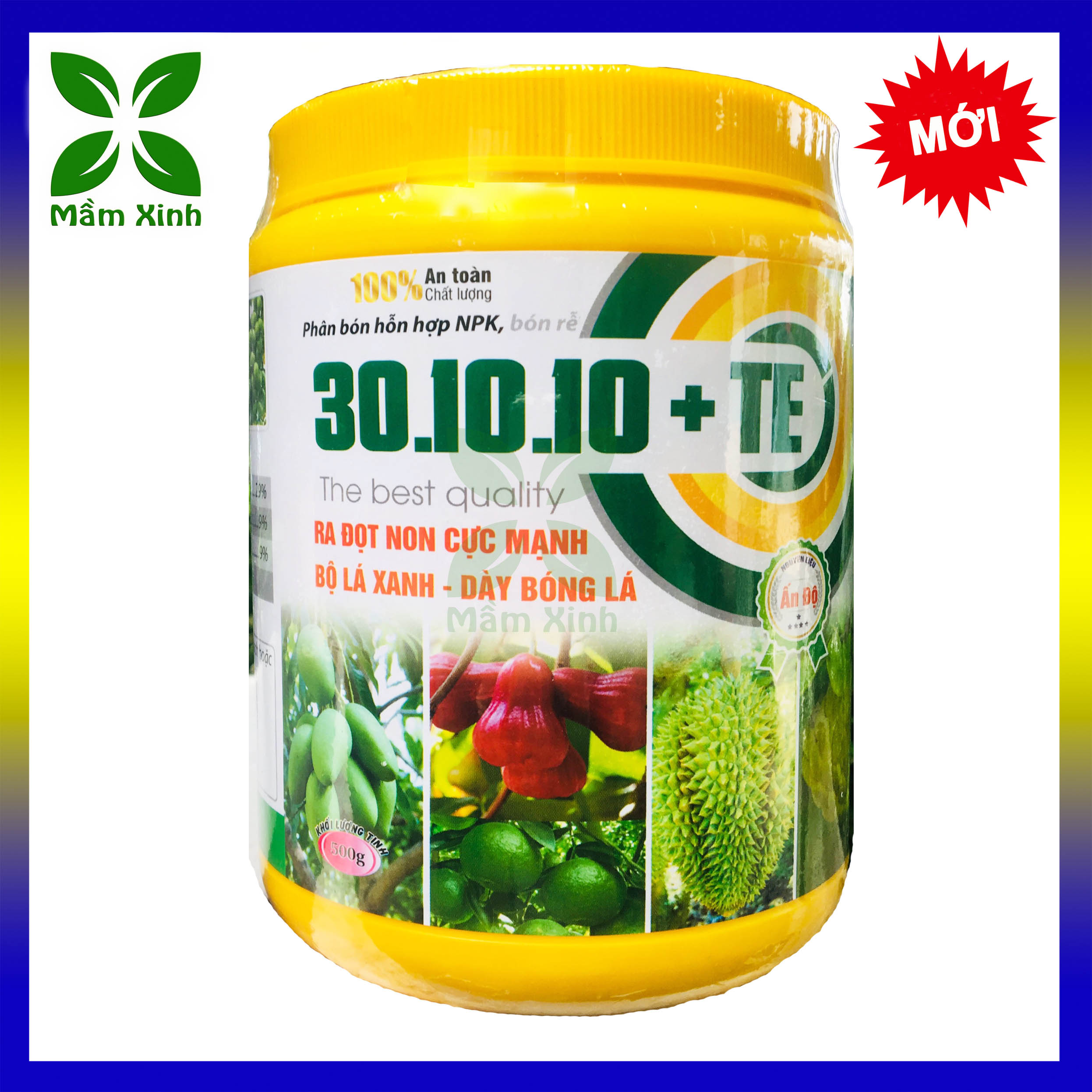 Phân bón NPK 30-10-10 TE hủ 500gram dạng bột tan nhanh, giúp cây ra đọt, nảy chồi, phục hồi cây suy