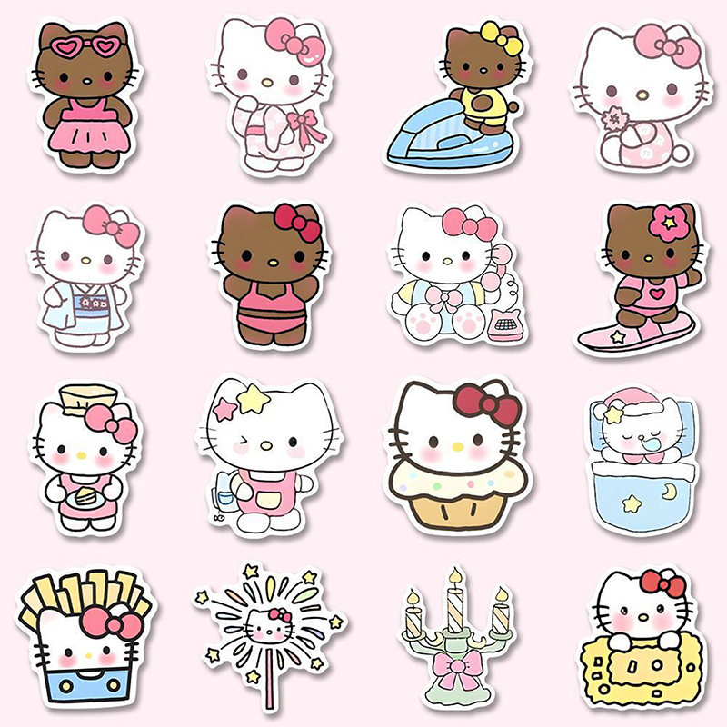 100PCS Sanrio Series Hello Kitty Stickers Cute Multi-purpose DIY Stickers Waterproof Decorative Refrigerator Computer StickerNIUMAO. 