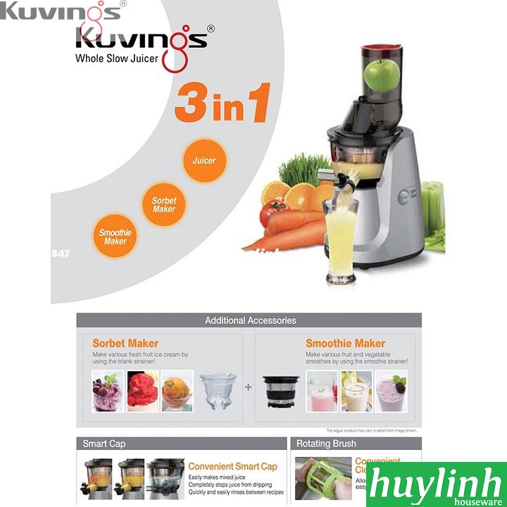 [HCM][Trả góp 0%]Máy ép trái cây tốc độ chậm Kuvings NS-321CBM2 - Hàn Quốc (có cối làm kem và sinh tố)