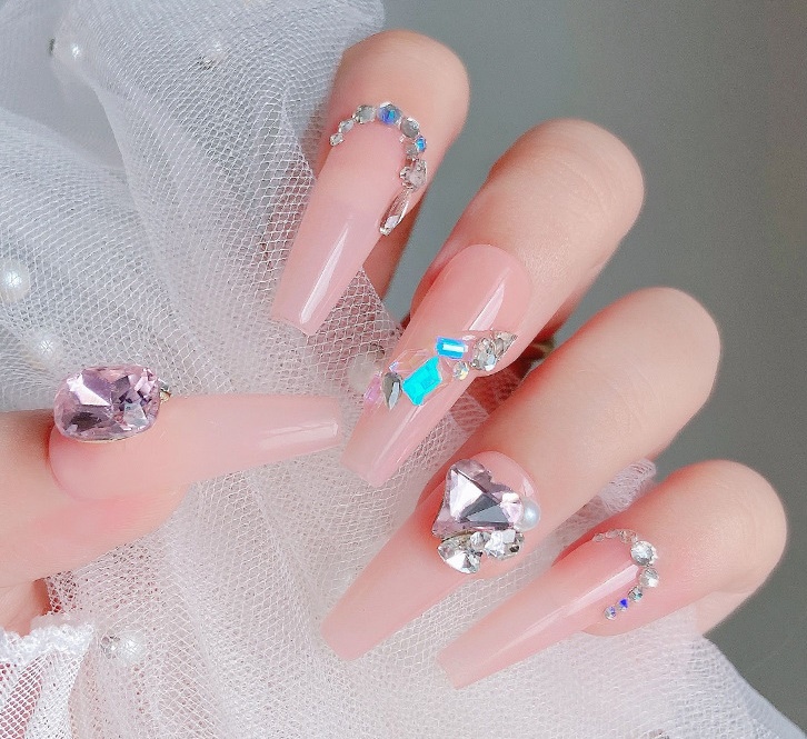 Charm Đá Khối Hồng Pha Lê Siêu Sáng | Trang Trí Móng Tay CF