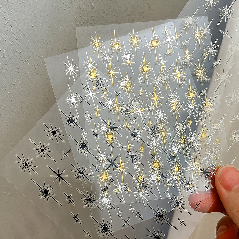 Star Radiant Nail Decals Transfer Stickers 3D DIY Line Nail Art Decoration.