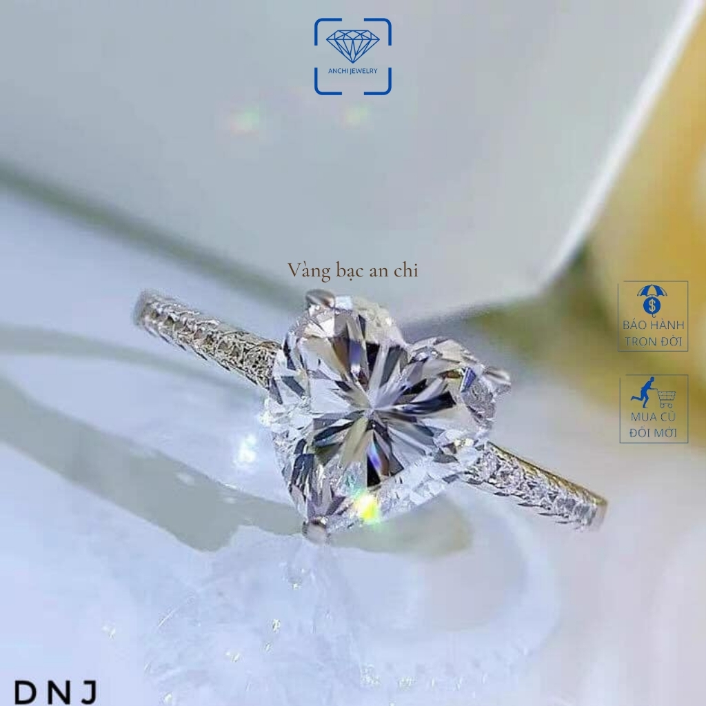 Nhẫn bạc đính đá trái tim