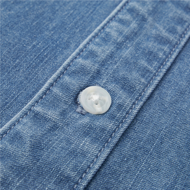 GIORDANO Men Shirts Long Sleeve Solid Color Simple Basic Denim Shirts Button Closure Fashion Casual Denim Shirts 18043608
