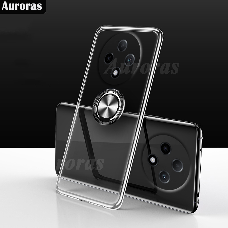 For OPPO F27 Pro Phone Case Ring Ultra Thin HD Clear Transparent Car Kickstand Bracket Soft Air Cushion Armor Cover for OPPO F27 Pro+ Cover Casing HP.
