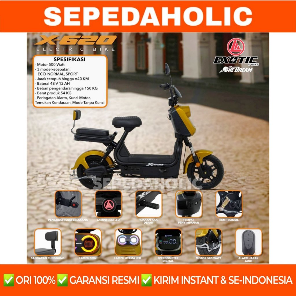 Sepeda Listrik EXOTIC X620 X-620 BY PACIFIC 500 Watt Electric Bike