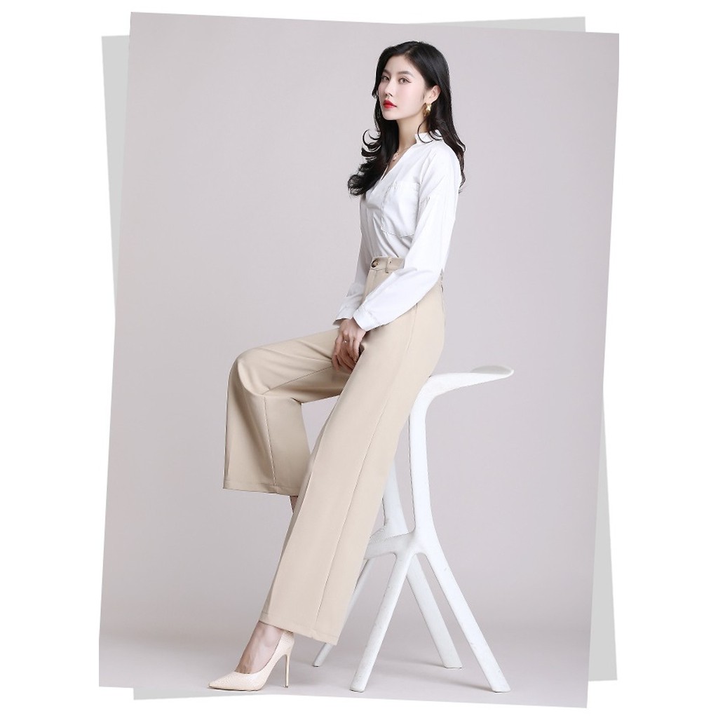 Khuy Giữa QUẦN ÂU NỮ ỐNG RỘNG ỐNG SUÔNG KHUY KHÓA GIỮA có bigsize 90KG quần ống rộng nữ
