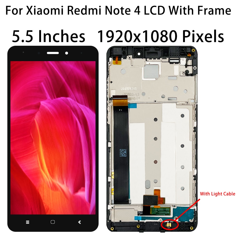 New 5.5\" Original LCD For Xiaomi Redmi Note 4 Global Version Snapdragon 625 Display Touch Screen Digitizer Note 4X With Frame