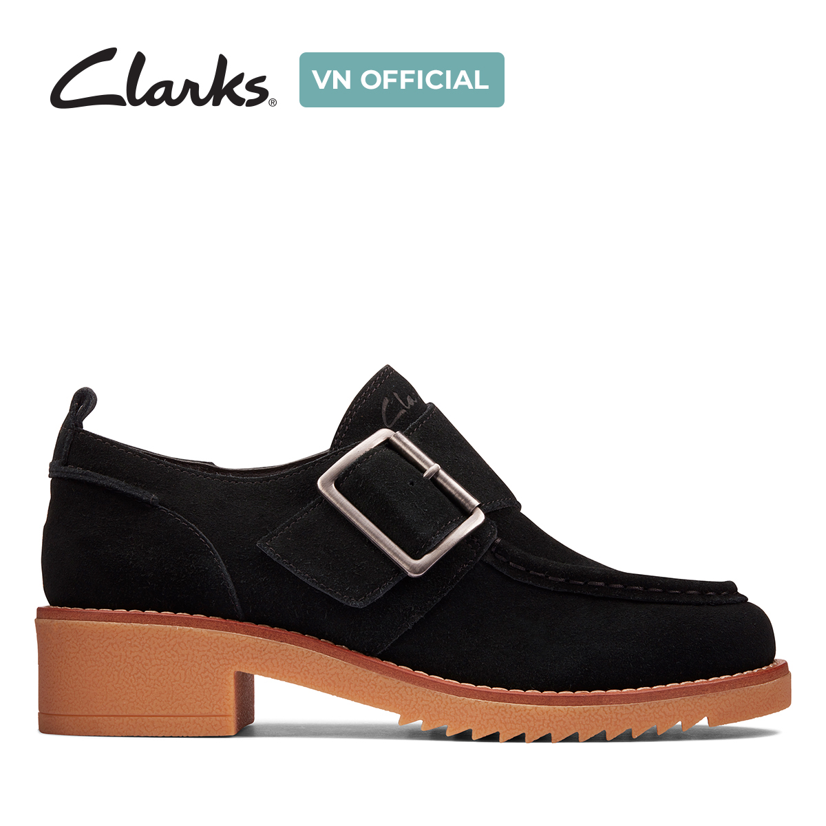 Giày cao gót 4cm da lộn nữ clarks - eden mid monk