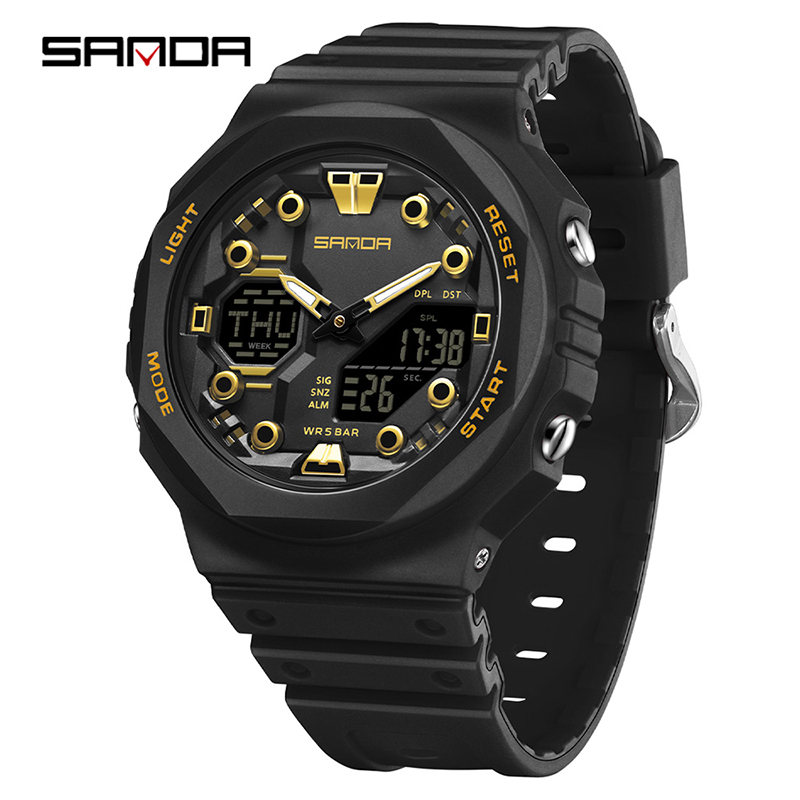 Sanda Large Dial Multifunctional Trendy Urban Outdoor Waterproof Sports Men's Watch SD6200-2.