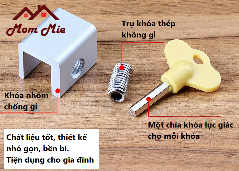 [HCM]Chốt khóa chặn cửa lùa cửa kéo chìa vàng - I014