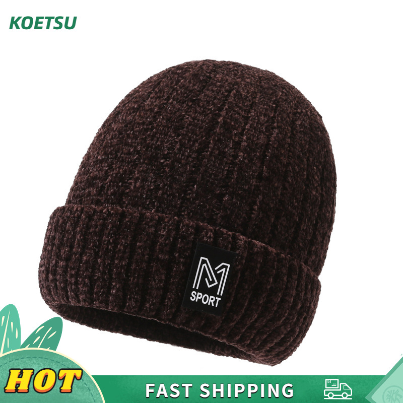 KOETSU【COD】New Knitted Hat Letter Warm Woolen Hat Hoodie Cold Cap