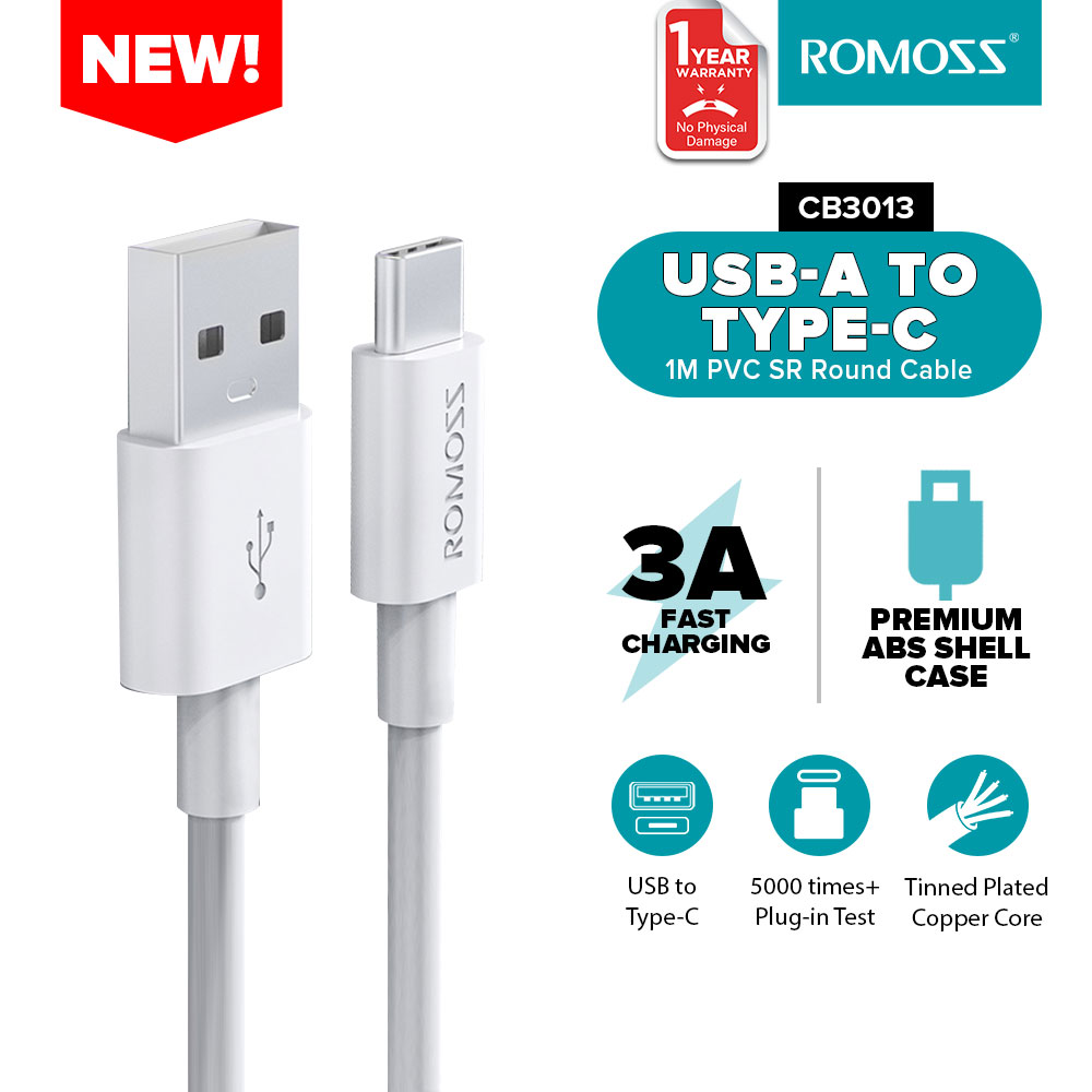 Romoss cb3013 loại c 1m 6a 66 watt hỗ trợ sạc nhanh fcp / cáp sạc siêu nhanh