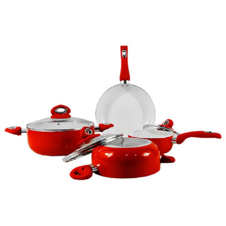 [HCM]BỘ 4 NỒI CHẢO CERAMIC ĐÁY TỪ - Đồ Dùng Nhà Bếp