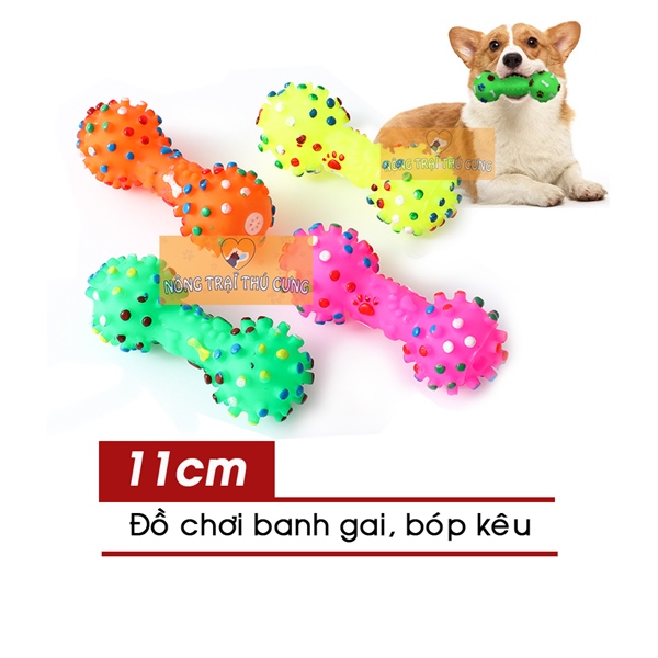 Đồ chơi banh gai hình xương bóp kêu - đồ chơi cho chó mèo - nôngtrạithúcưng.com