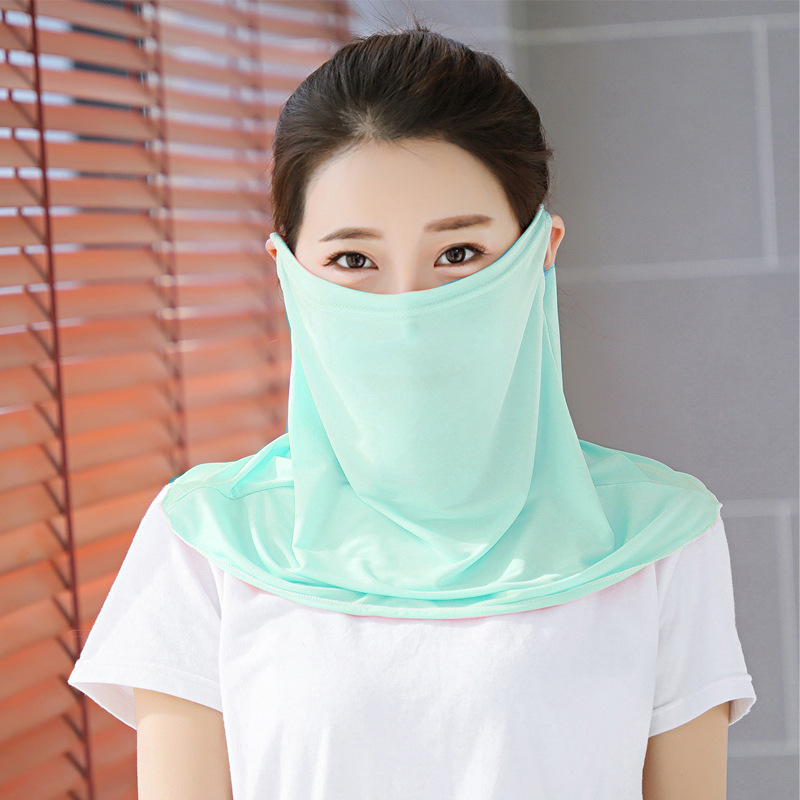 SBART Ice Silk Mask Shawl, thin hanging ear, ice silk neck mask, breathable sunshade sun protection mask for cycling