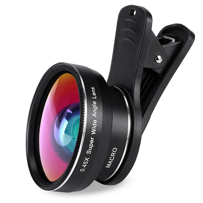 Zthome super wide angle 0.45x and 15x macro lens clip-on for iphone camera universal