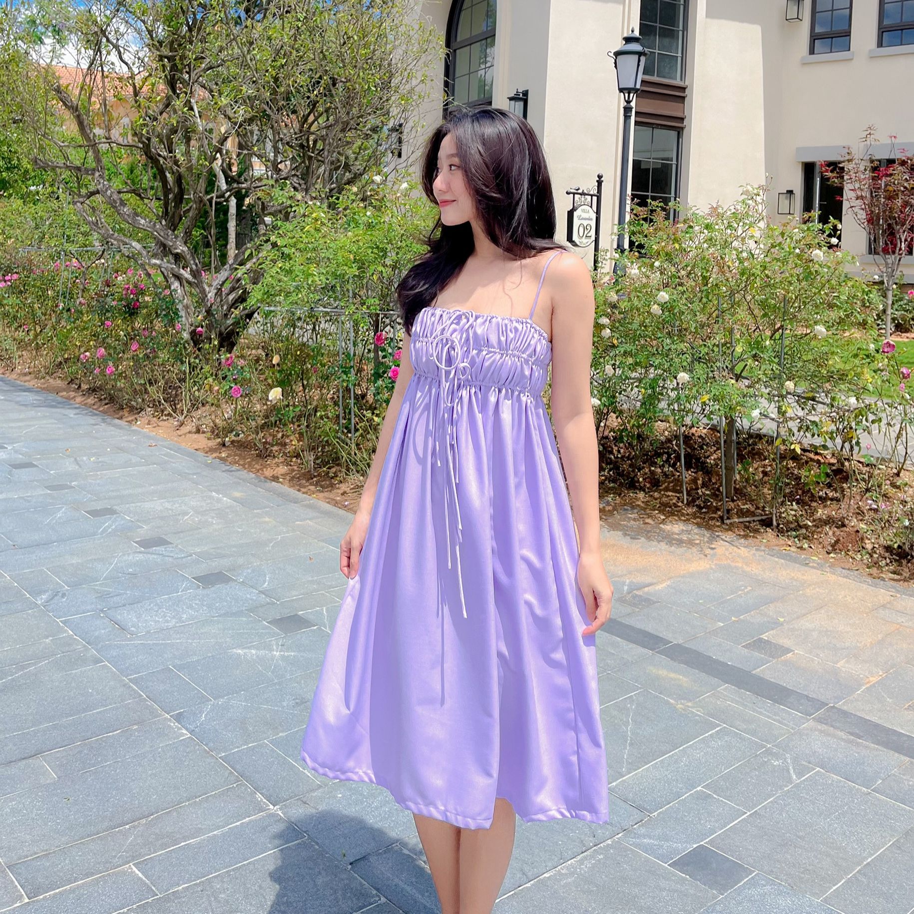 Đầm CECY - Đầm 2 dây rút ngực form rộng