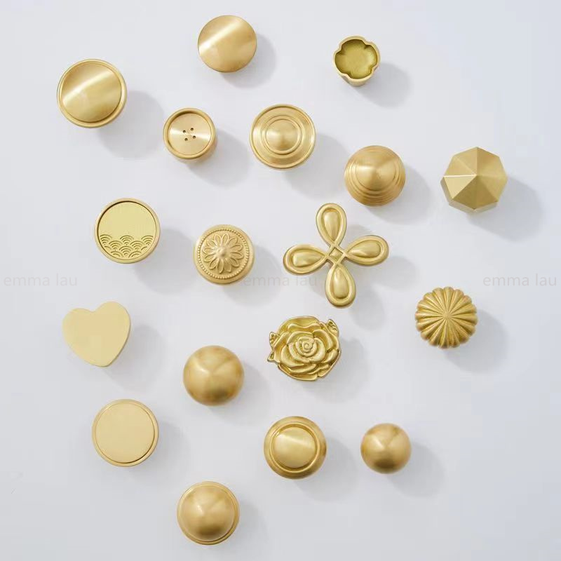 Solid Brass Furniture Handle Door Knobs Gold Single Hole Handles For ...