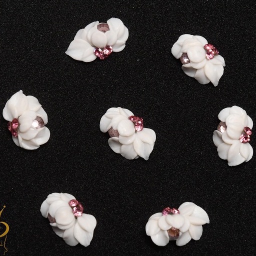 Hoa bột Nail, hoa 3D gắn Móng chân, móng tay,10 cánh, đá cạnh