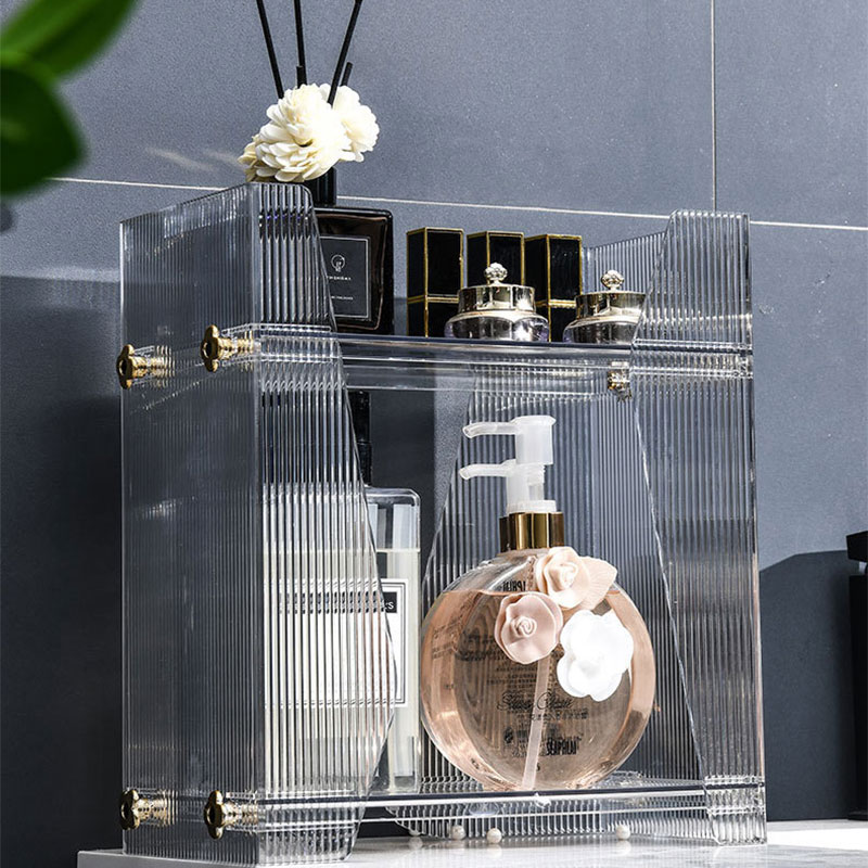 Light luxury storage rack cosmetics display cabinet European style elevated vertical lipstick rack dressing table snack toy storage rack