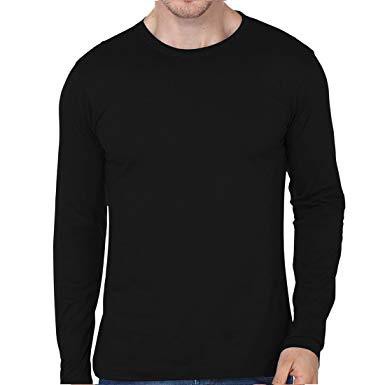 Plain T-shirts 100% Cotton T-Shirt Black Long Sleeve (UNISEX