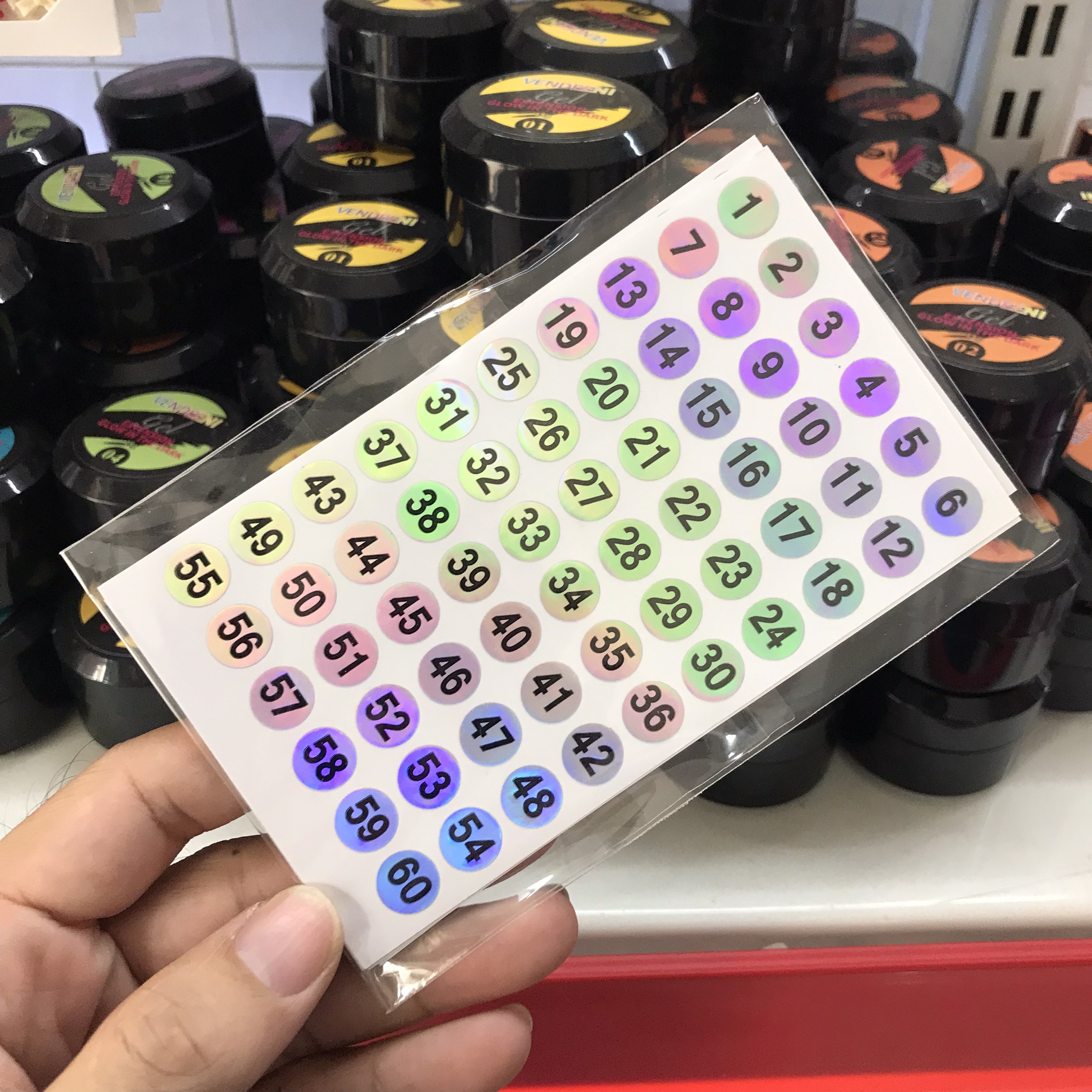 Tem số dán nắp chai sơn, phân thứ tự, màu sắc - Nail 937