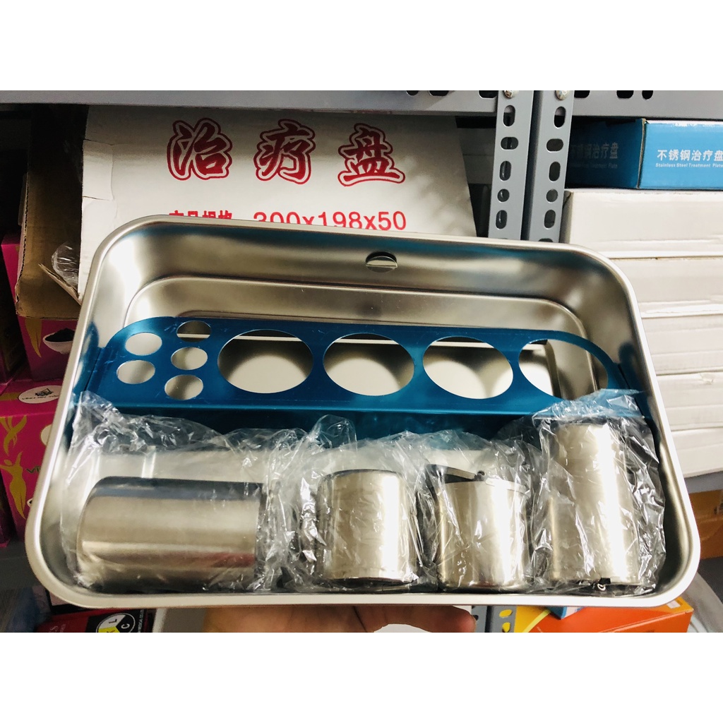 Khay inox đựng dụng cụ y tế, khay 4 ống