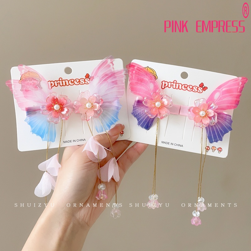 Set 2 Kẹp Tóc Hình Bươm Bướm Màu gradient Dễ Thương Cho Bé Gái