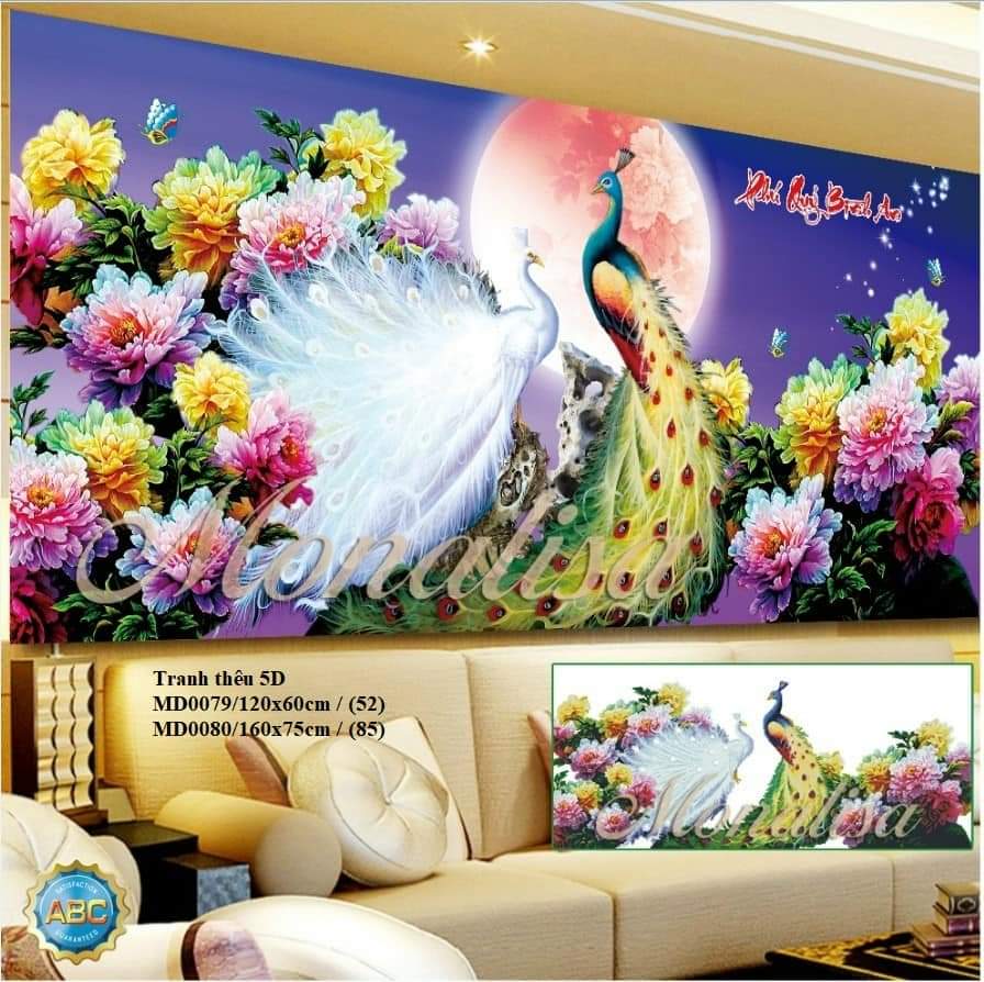 Tranh thêu chữ thập đôi công monalisa md0079-Siêu thị tranh thêu
