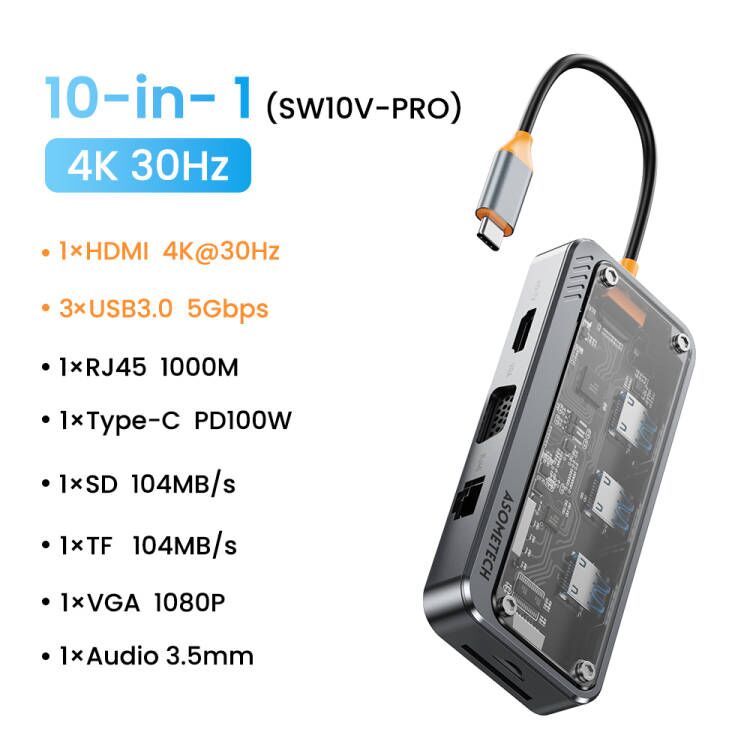 Topzero usb c hub type c to hdmi usb 3.0 adapter pd100w power delivery port sd tf slot rj45 vga 3.5mm audio splitter for macbook laptop pad air 4 pad pro 2020 air notebook