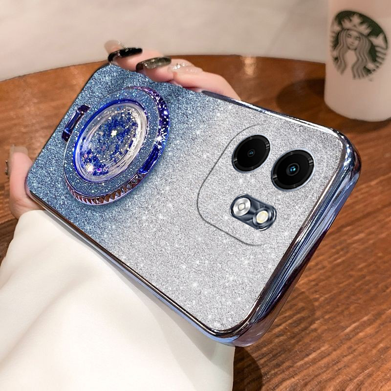 New Phone case infinix Smart 9 Back cover with Liquid Glitter Quicksand hourglass Stand Holder Luxury Shiny Gradient Plating Girls Slim For infinix Smart9 case. 