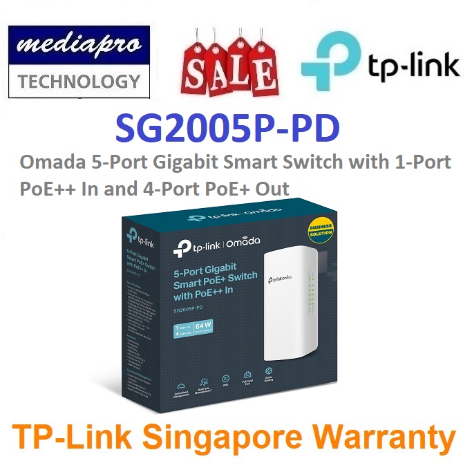 TP-LINK SG2005P-PD Omada 5-Port Gigabit Smart Switch with 1-Port PoE++ ...